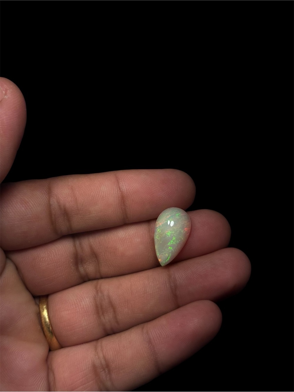 6.15 Ct Natural Ethiopian Opal Pear Cabochon Loose Gemstone 20.36 x 12.04mm